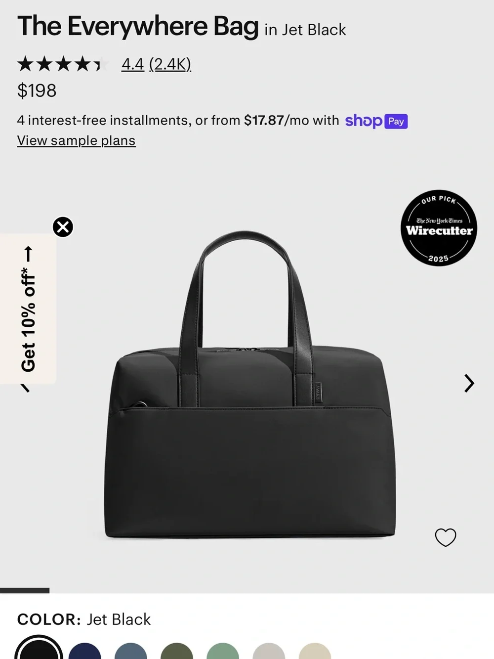 Away Jet Black Duffel Bag